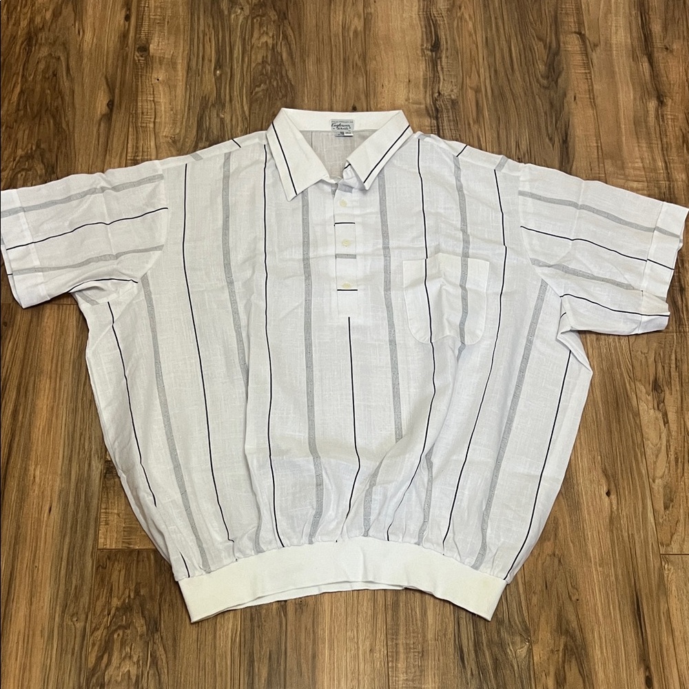 Vintage Eagleson’s by D’Avila Men's Pullover White Striped Shirt Sz 5XL-USA made